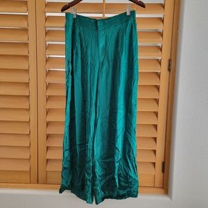 FREE PEOPLE | Good Days Satin Trouser in Emerald SMALL